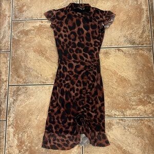 Leopard Print Brown Sheath Dress - Women